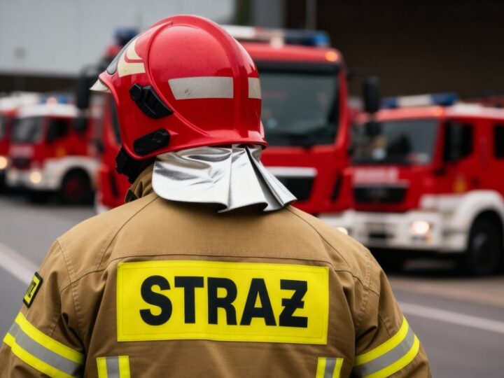 Tablica upamiętniająca 72-letnią historię OSP Morgi z archiwalnymi zdjęciami