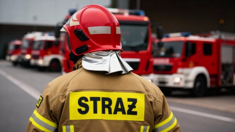 Tablica upamiętniająca 72-letnią historię OSP Morgi z archiwalnymi zdjęciami