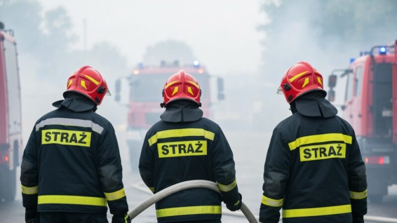 Pożar zabudowań gospodarczych w Pabianicach: strażacy w akcji na Myśliwskiej